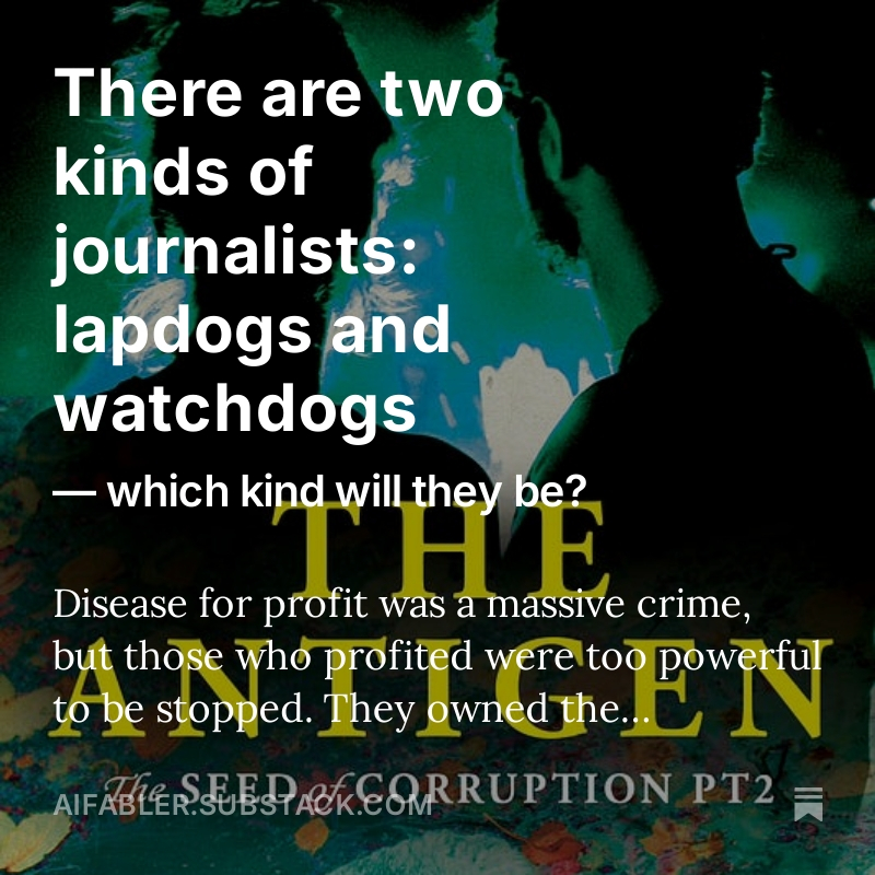 aifabler's tweet photo. There are two kinds of journalists: lapdogs and watchdogs https://t.co/uMwvJedXfG
Disease for profit: it was a massive crime, but those who profited were too powerful to be stopped. They owned the government agencies, the money markets, and the media.
This story is happening now. https://t.co/u2JYi5U3JR