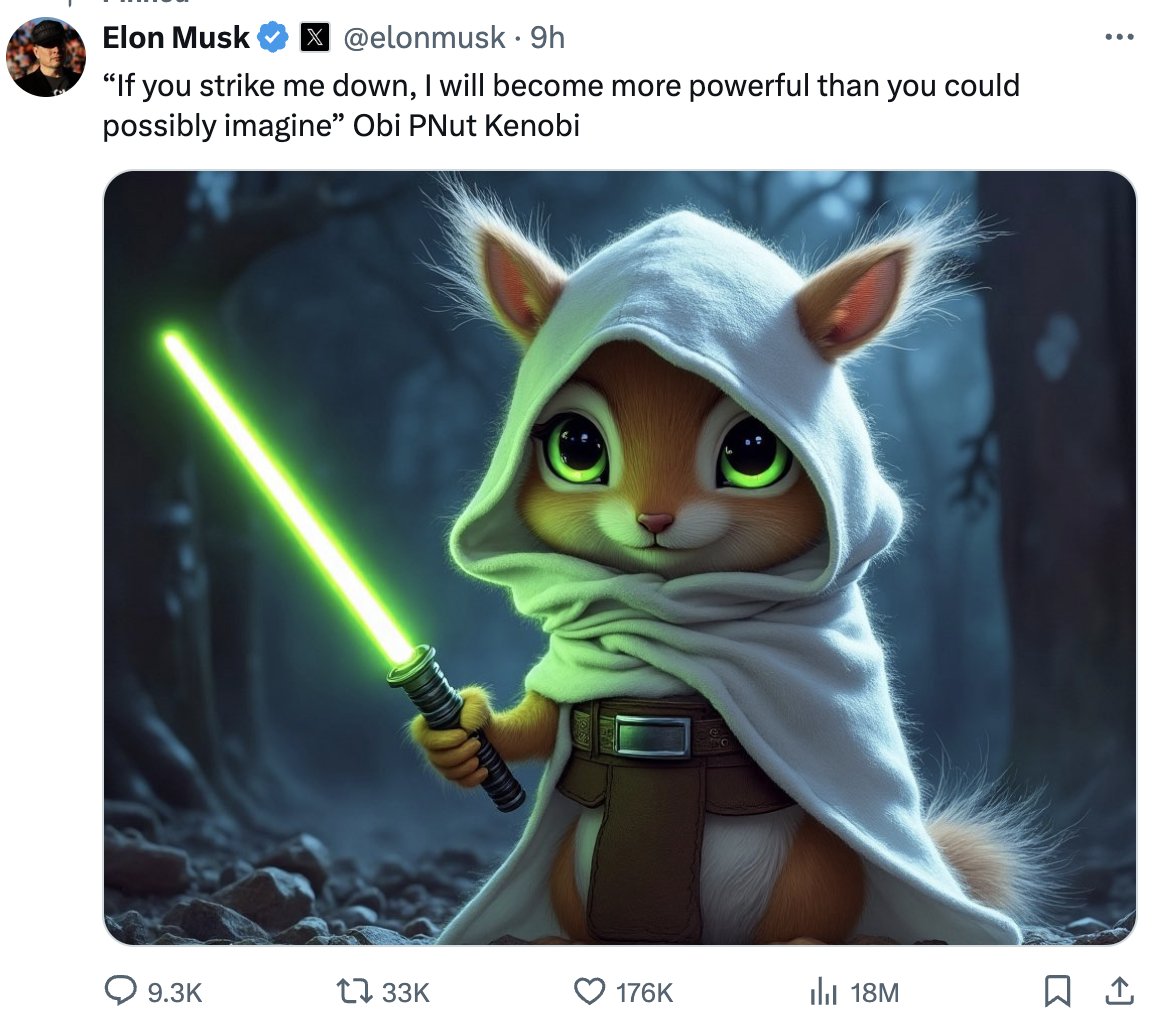 PNUT is a memecoin inspired by Peanut, the Squirrel, which has surged 1700%  in less than 24 hours. This Solana-based meme token launched two days ago.  Its price performed moderately on the