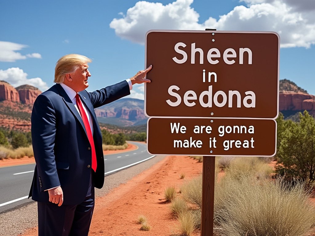 “It’s a beautiful city. The people here are really nice and welcoming me. It’s a beautiful city and we are gonna make it great again. You are gonna love it. Sheen here will be in Sedona, it’s a beautiful thing. The Golden Age is going to great. It’s beautiful and you are going to