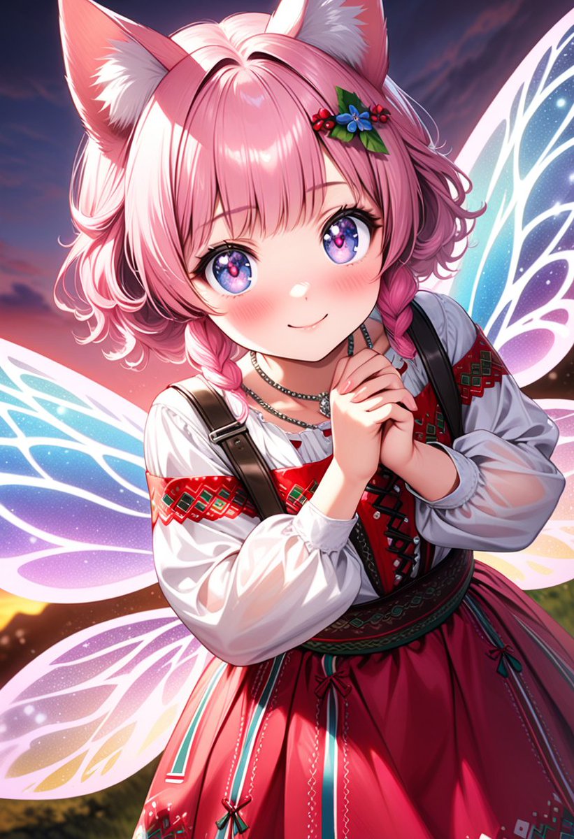 こんばんは。
今日はカリンちゃんにノルウェーのブナド を着てもらいました。
通常は休日や特別な行事で着用され、複雑な刺繍と銀のジュエリーが特徴らしいです。
#AI妖精部 ＃AIイラスト