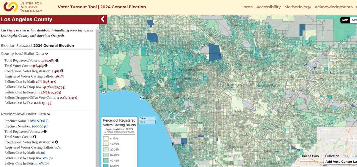 USC Center for Inclusive Democracy (@cid_usc) on Twitter photo Check out <a href="/CID_USC/">USC Center for Inclusive Democracy</a> 's LA County Voter Turnout Tool! As of 4pm today, just over 1.5 mil ballots cast in the county - 26% turnout. See turnout thus far in each precinct & vote center. And see community demographic data layers on the interactive mapping tool cavote.cidvoterturnouttool.org Check out <a href="/CID_USC/">USC Center for Inclusive Democracy</a> 's LA County Voter Turnout Tool! As of 4pm today, just over 1.5 mil ballots cast in the county - 26% turnout. See turnout thus far in each precinct & vote center. And see community demographic data layers on the interactive mapping tool cavote.cidvoterturnouttool.org