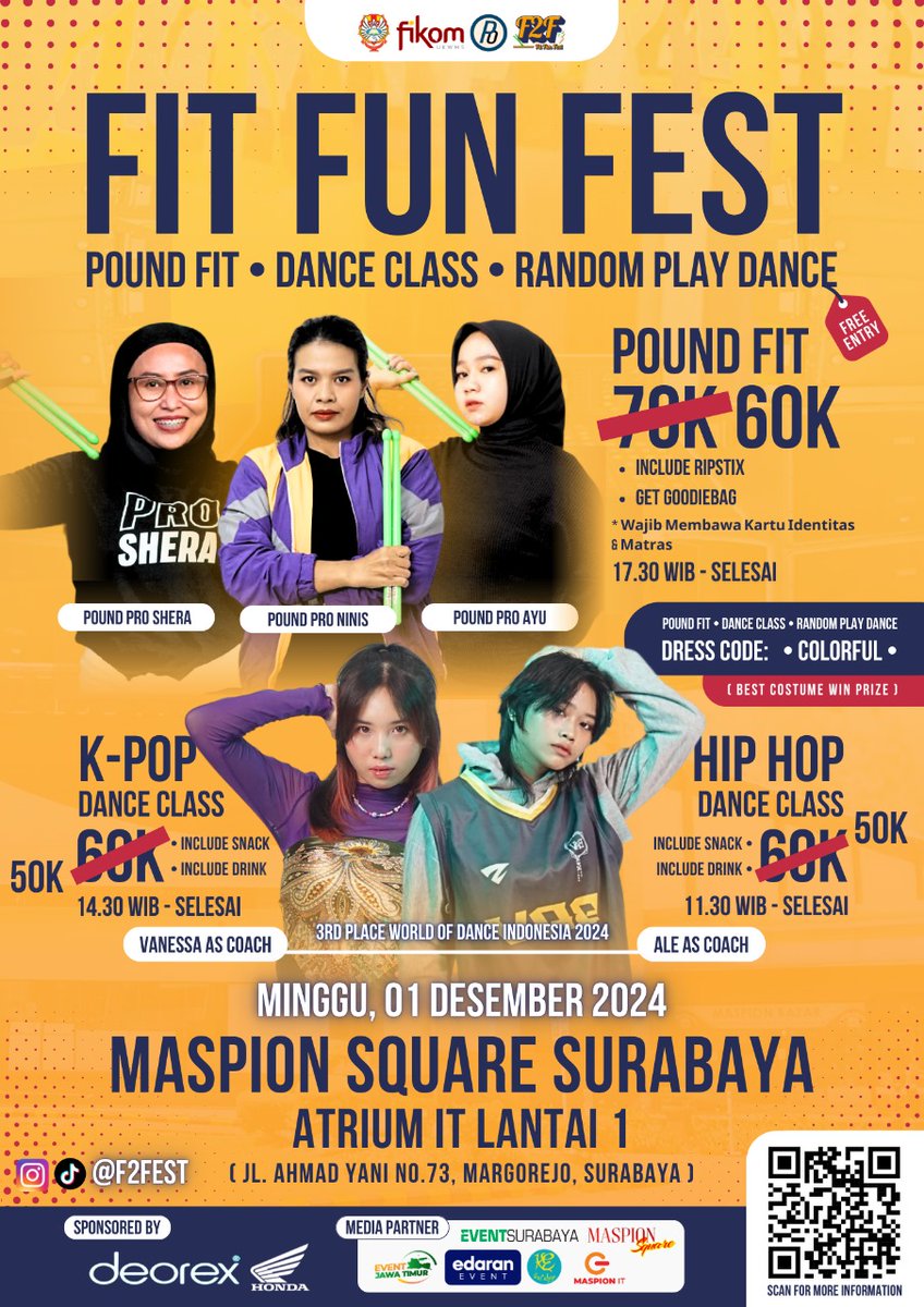 eventsurabaya's tweet photo. Untuk link pendaftarannya bisa langsung klik link dibawah ini ya๐๐คฉ
https://t.co/LiBv0zgHNu
Jangan lupa daftar ya! Fit-min pengen fit & fun bareng fit-friends semua๐ฅฐ
#f2fest #colorofunity #poundfit #danceclass #surabaya https://t.co/jb96rXCDSQ