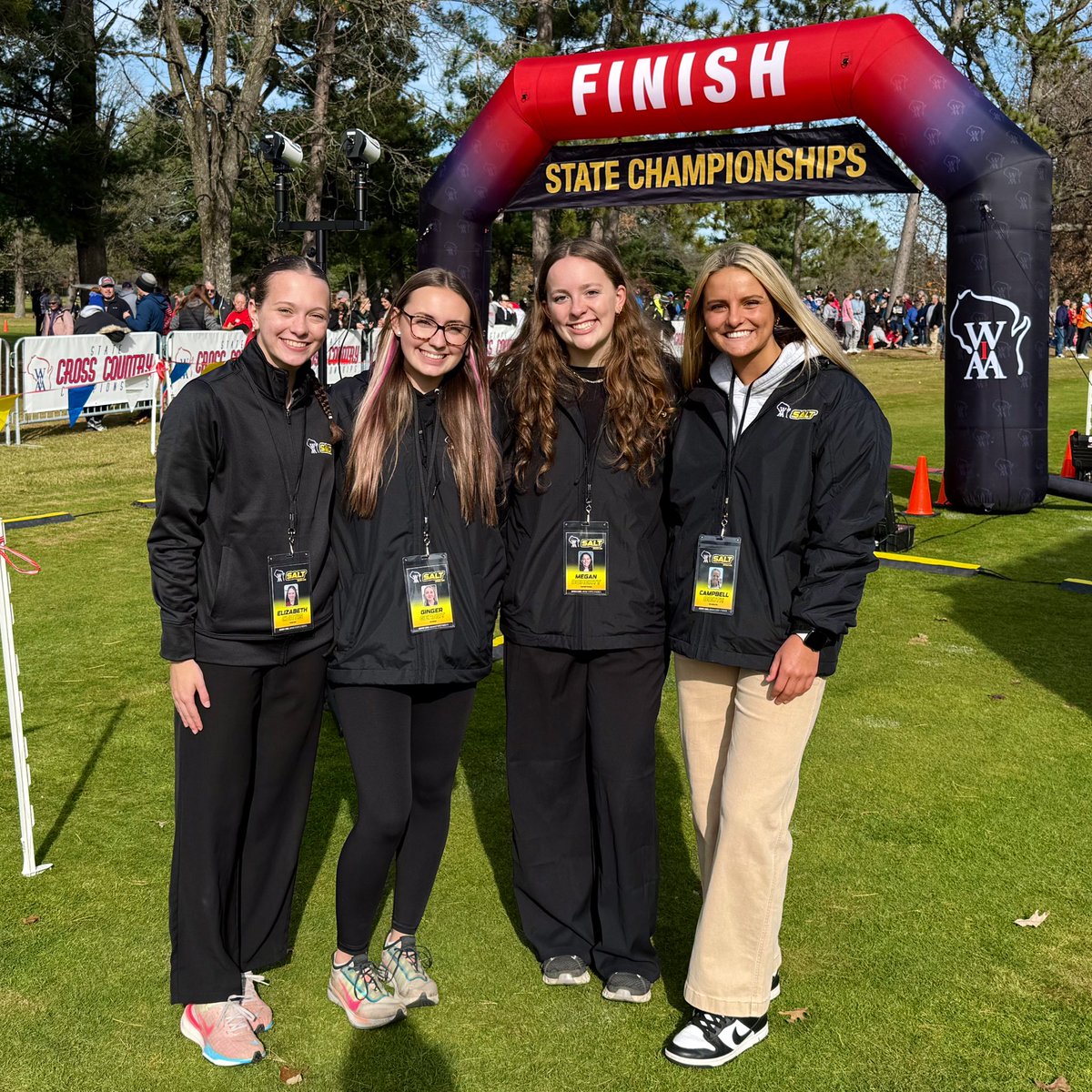 wiaawistate's tweet image. Special shoutout to Elizabeth Curtis of Westby, Ginger Gerndt of Suring, Megan Doherty of Watertown and Campbell Booth of Plymouth, members of this year’s WIAA Student-Athlete Leadership Team who were onsite at today’s State Cross Country Meet. #SALTatSTATE