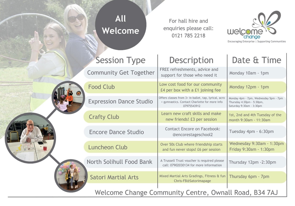 ShardEndWMP's tweet photo. Shard End Neighbourhood Team, keeping the community informed of events, outreach and support; this week with details of the brilliant support coming up at #WelcomeChange. Take a look at what's available, better yet, drop in and meeting the amazing team! #ShardEnd #WMP #Community https://t.co/pFiOHoywu5