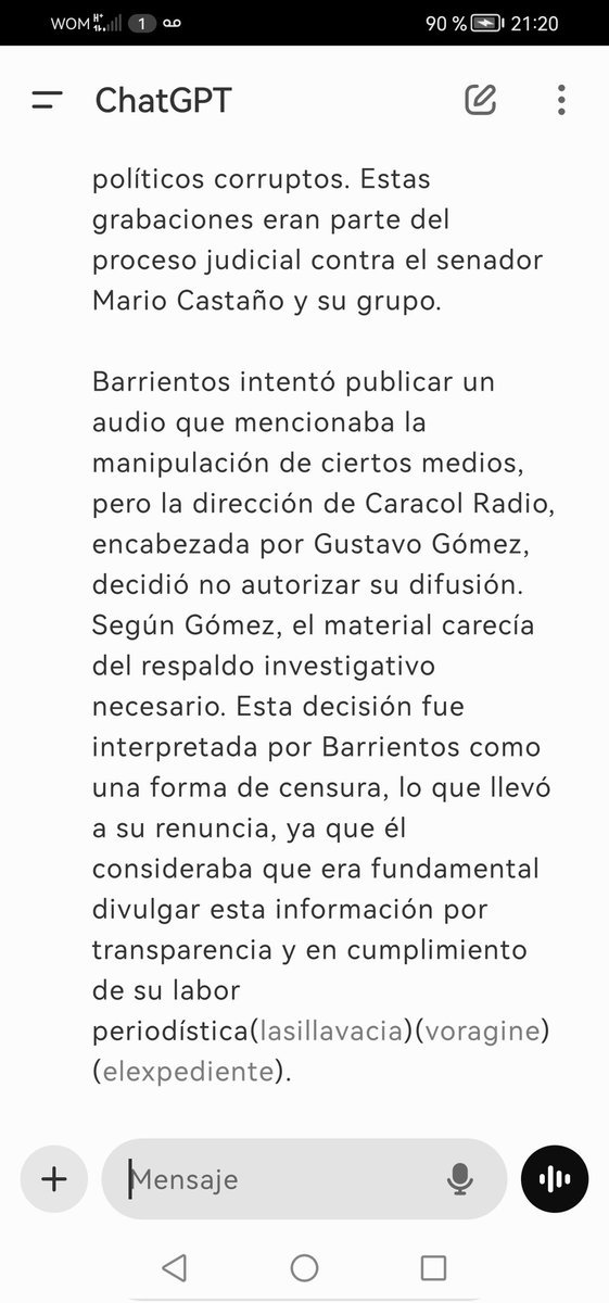 Le hice esta pregunta a Chatgpt, y miren lo que me respondió...
¿Será cierto?