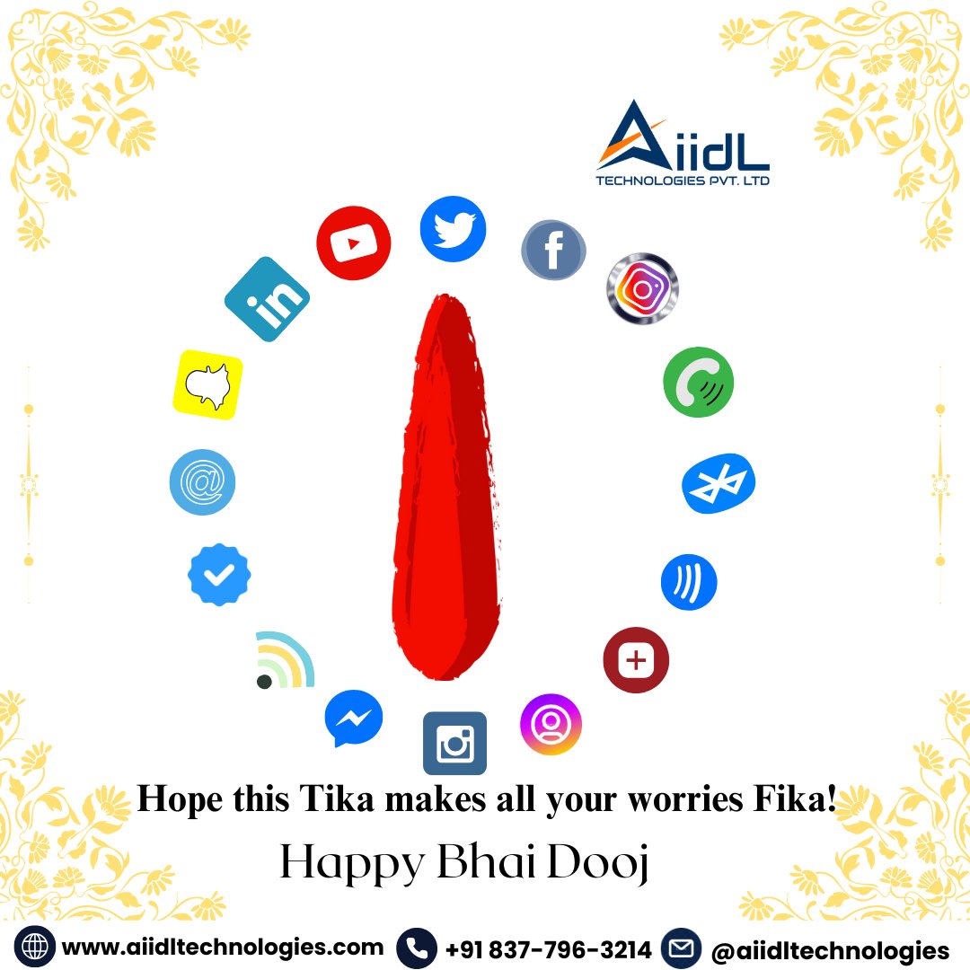 🌟 𝑩𝒉𝒂𝒊 𝑫𝒐𝒐𝒋: 𝑪𝒆𝒍𝒆𝒃𝒓𝒂𝒕𝒊𝒏𝒈 𝑪𝒐𝒏𝒏𝒆𝒄𝒕𝒊𝒐𝒏𝒔 🌟

This Bhai Dooj, let’s strengthen not just family ties, but our connections in the digital world too! 📲✨

#festival #bhaidooj #bhaidooj2024 #BhaiDooshSpecial #GrowTogether #MarketingGoals #aiidltechnologies