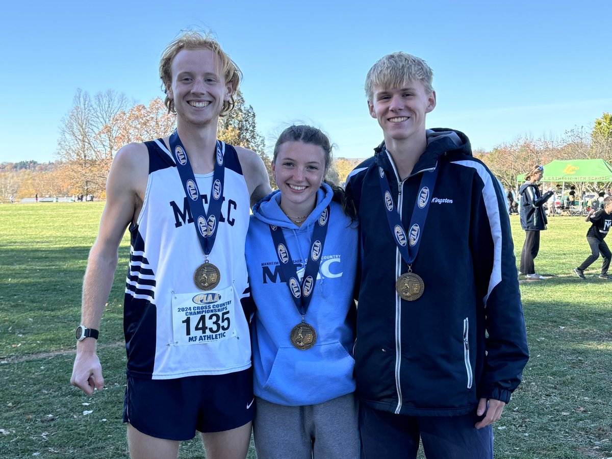 MT_eXCellence's tweet image. MTXC teams had a good day at the PIAA State Championships, girls finish 7th overall and the boys finished 6th overall. Congrats to Elena Barrall (20th - 19:09), Adam Kingston (7th - 15:58) and Cole Stevens (21st - 16:22). 🏃‍♀️🏃🏼‍♂️🔥@CentralPARunner @MTSD_ATHLETICS @PennTrackXC