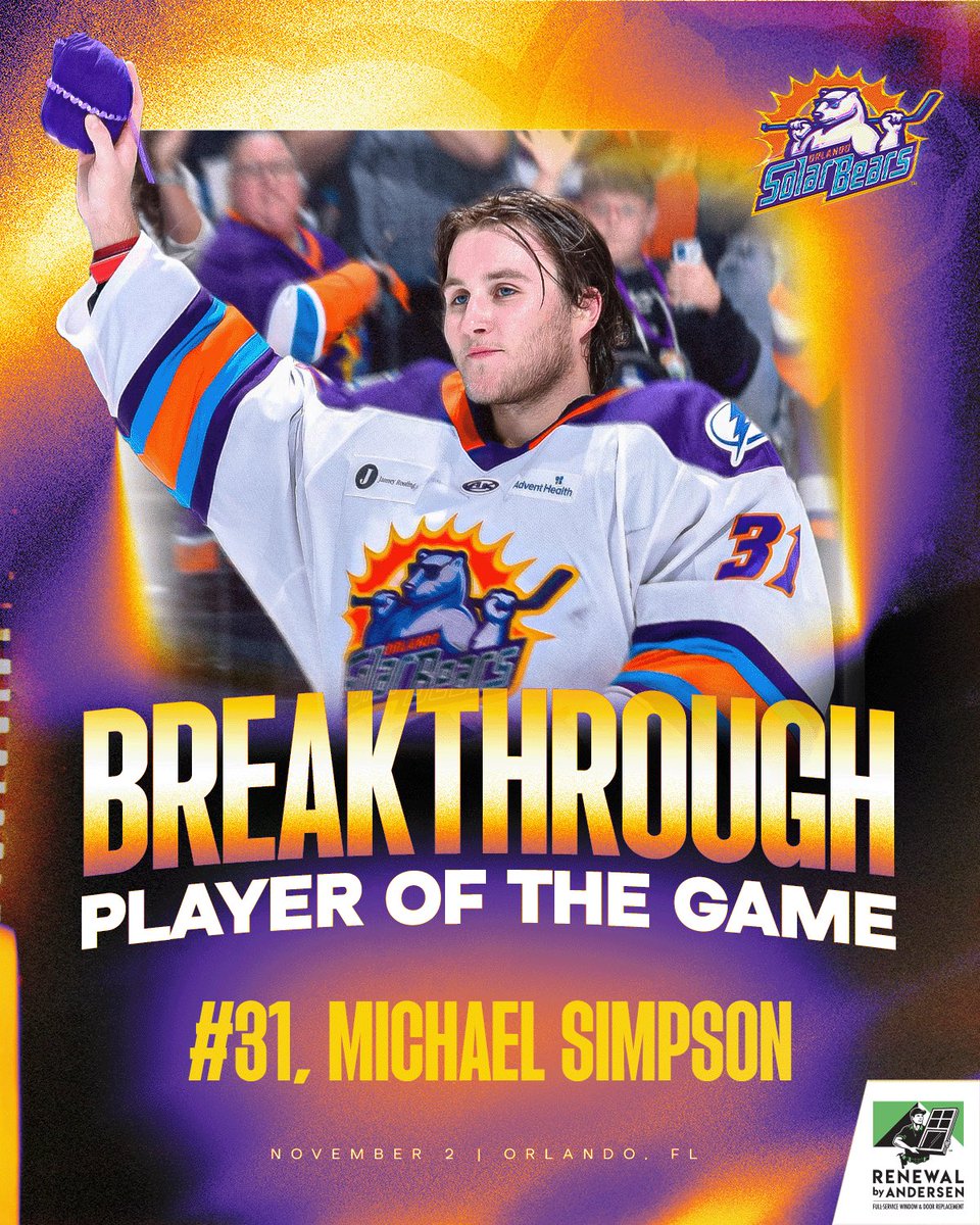 OrlandoHockey's tweet photo. Our @RbACorp Breakthrough Player of the Game with his first pro game and first pro win, Michael Simpson! 👊 https://t.co/I3zKCCsW3Z