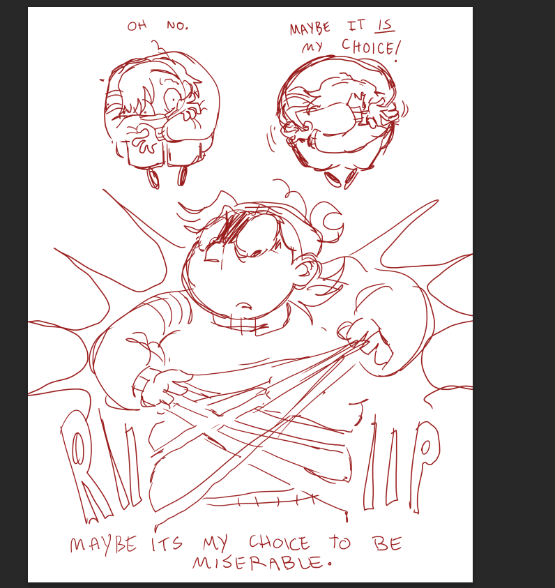 twitter artist kinda chill but shes working on a minicomic about the comfort of self destructive behavior 😭😭