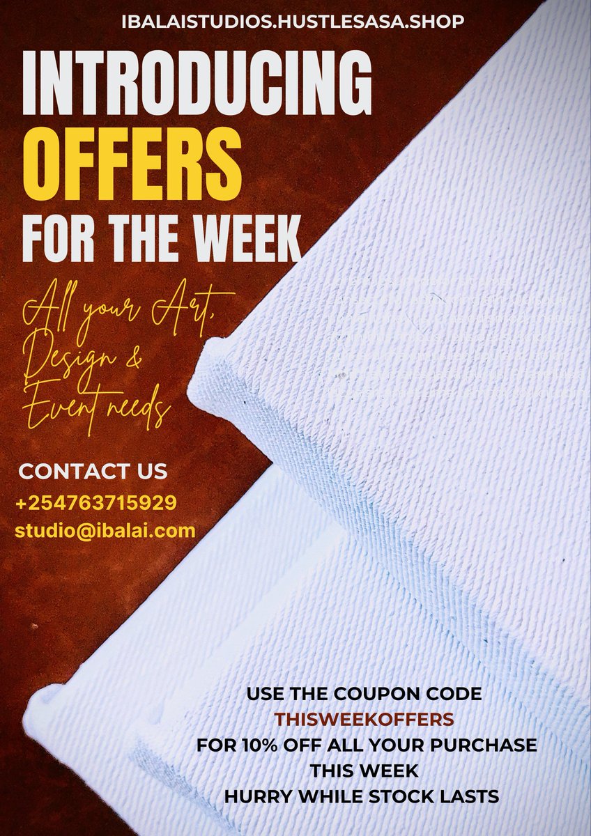 IbalaiStudios's tweet photo. 🎨 Unleash your creativity with #THISWEEKOFFERS! Get 10% off on premium canvases—perfect for creative minds and art lovers looking to bring their visions to life. Don’t miss out—shop now on https://t.co/KMVlx0Jt4J and elevate your art! 🖌️ #ArtKenya #ThisWeekOffers https://t.co/7KOMuxQ0Cy