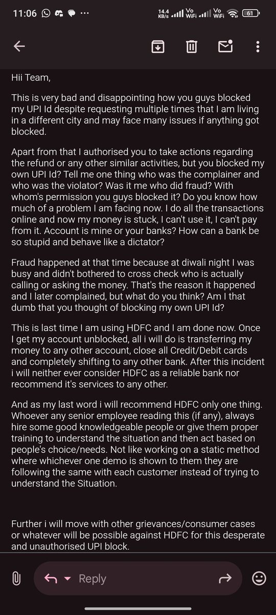 HotaSamit's tweet photo. @HDFC_Bank @HDFCBank_Cares @UPI_NPCI For ref. Here I am attaching the screenshots which shows how many times I have requested your teams to unblock my UPI Id and what level of frustration I am going through. @HDFC_Bank @HDFCBank_Cares https://t.co/yaO1BIRF5L
