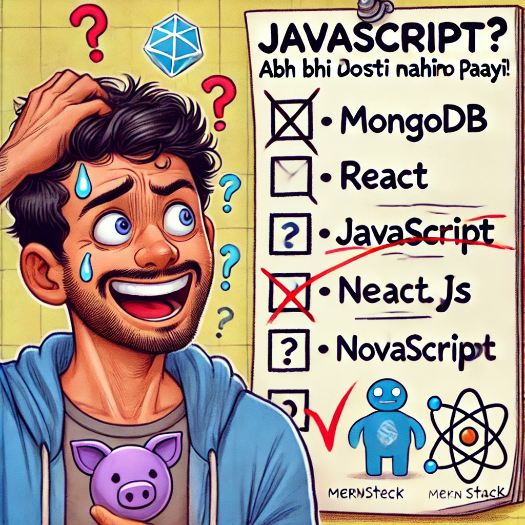 satyamCoder08's tweet image. &quot;MongoDB ✅ React ✅ Node.js ✅ … lekin JavaScript? Abhi bhi samajh nahi aayi yaar! 😂 #CoderStruggles #MERN #WebDevLife&quot;