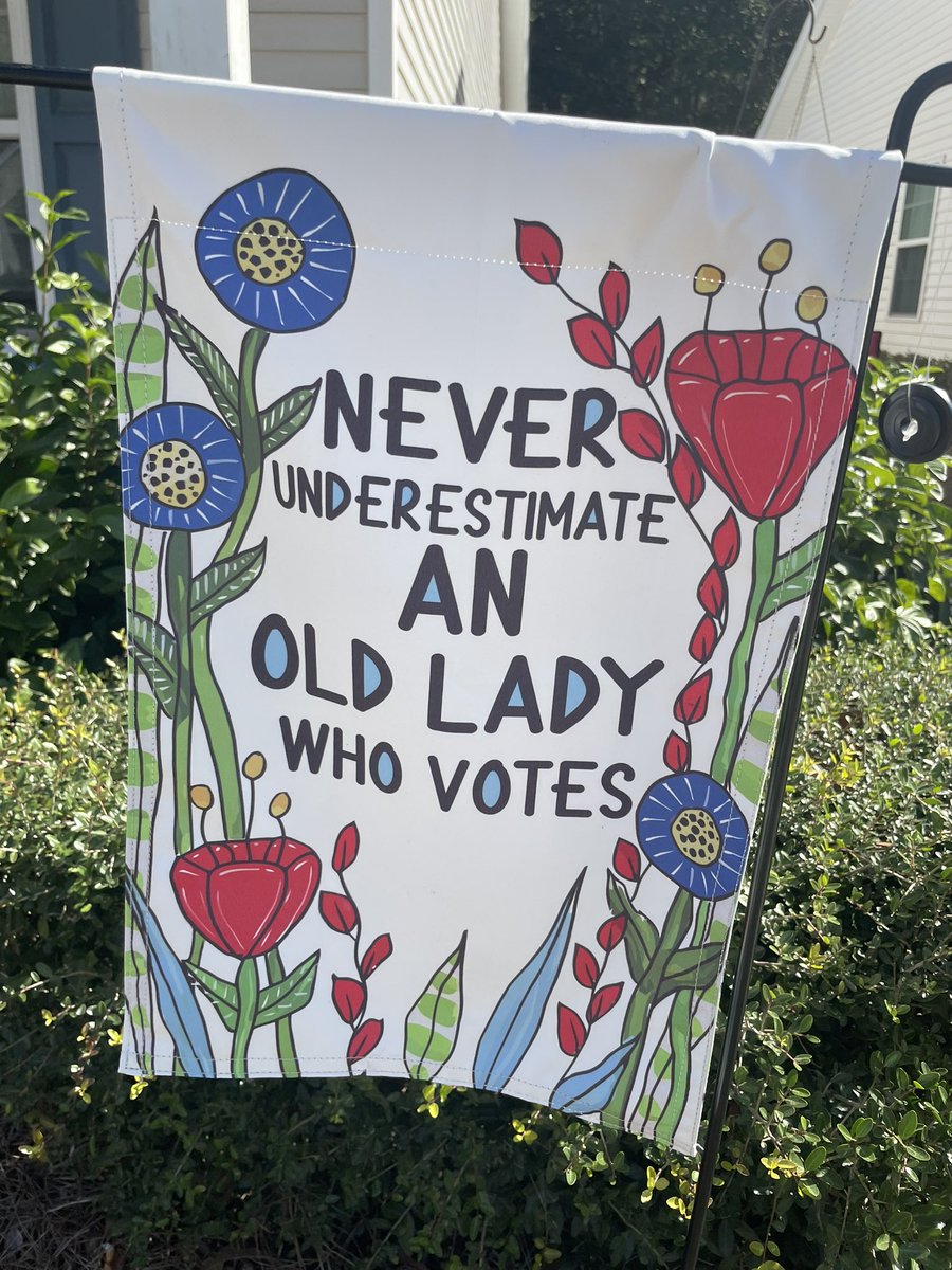 lisagabbott's tweet photo. Canvassing in Savannah, GA today, we came across this sign: “Never Underestimate an Old Lady Who Votes.” https://t.co/fRj0yhtLNX
