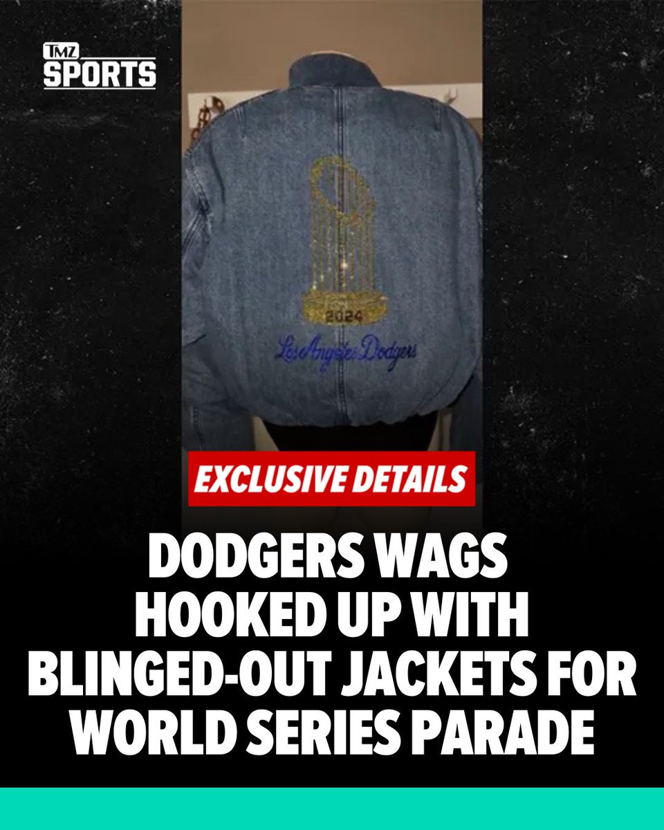 TMZ's tweet photo. The Dodgers hosted an epic #WorldSeries parade Friday ... and some of the players' wives and girlfriends were certainly dressed for the occasion -- getting hooked up with some one-of-a-kind jackets in honor of the team's eighth World Series celebration!!! https://t.co/wSvMecrnK3