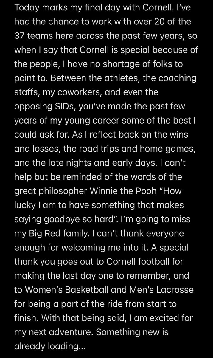 mrjensen21's tweet photo. For the last time, Cornell Victorious and #YellCornell 

Thank you @CornellSports for an incredible past few years. https://t.co/WzSEdLAiLg