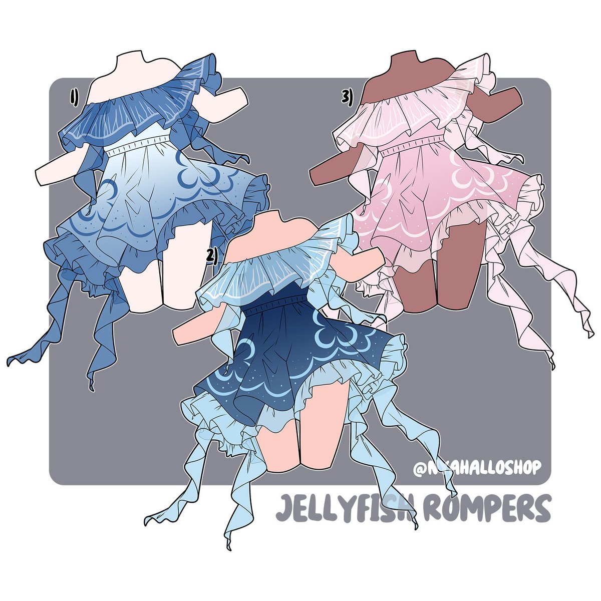 NyahalloShop's tweet image. Matching jellyfish rompers 🪼 1, 2 or 3?