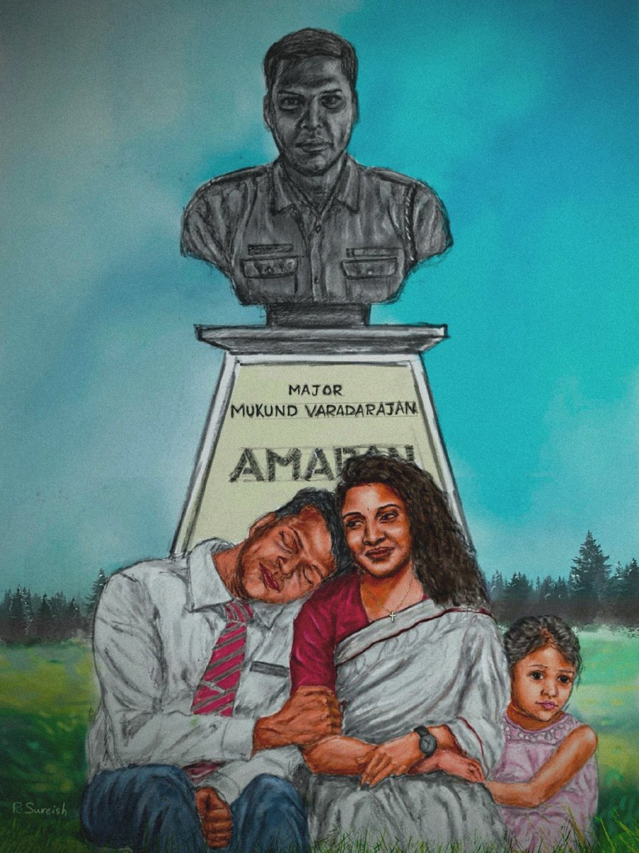sureish_25's tweet photo. --AMARAN-- 🫡. 
Felt emotional, drawing after a long time. 
#Amaran #mukund #RKFI @ikamalhaasan @Siva_Kartikeyan @RKFI @Rajkumar_KP #art #love #army #Indian https://t.co/qkBRwdfSqd