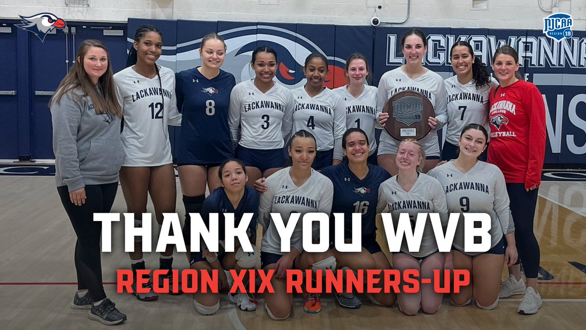 falconssports's tweet photo. Thank you to our women's volleyball team for your efforts this year! The program won 17 matches, the most since 2014, and made it back to the @NJCAARegionXIX championship match! Thank you for all you did to represent yourselves and Lackawanna!
#GoFalcons // #FalconsWVB https://t.co/TupyQVeXN0