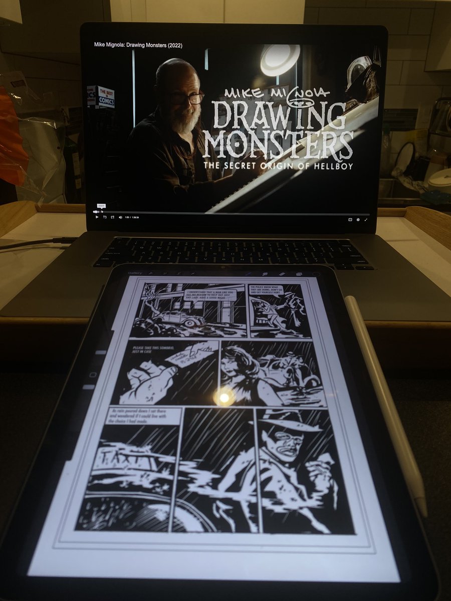 Watched drawing monsters the other day while sketching, a great watch for any fans of Mike Mignola. I knew the story of Hellboy well but still took a lot out of it!

<a href="/artofmmignola/">Mike Mignola</a> #hellboy #comicart