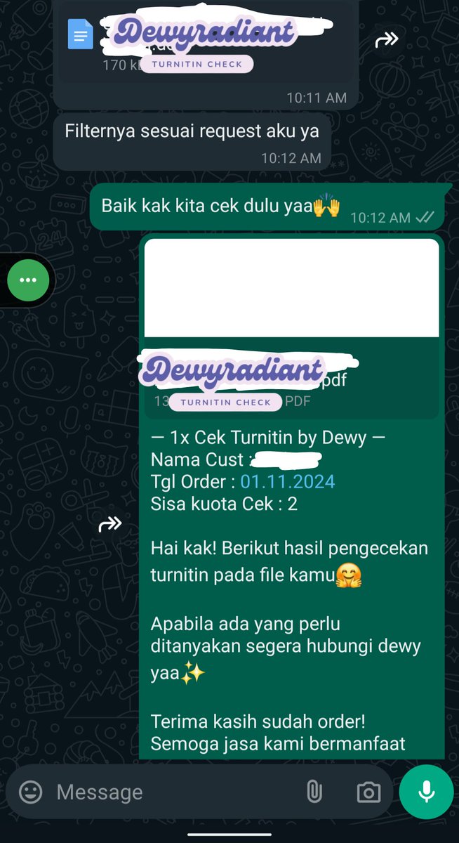 dewyradiant's tweet photo. Another testi lagii. Bisa juga ambil paket 3x cek dan sisa kuota cek kamu masih bisa dipakai dalam 1 bulan🤗 

Tag 
Cek turnitin https://t.co/TaDAxKJ2EK