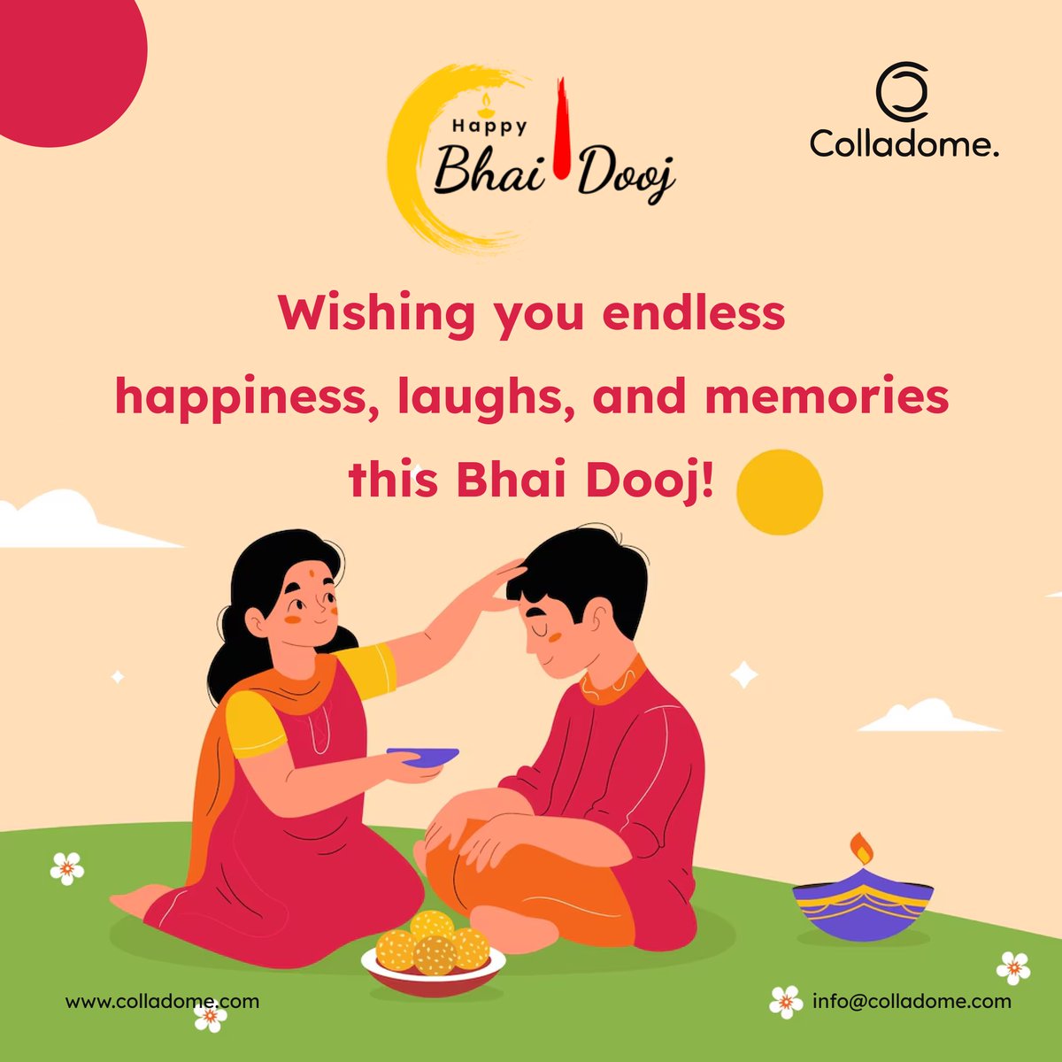 “From playful pranks to precious moments, Bhai Dooj is all about the bond we treasure! 

Here’s to siblings and all the love (and mischief) that comes with it! 💛

✨ Happy Bhai Dooj from Colladome! 

#BhaiDooj #SiblingsForLife #Colladome”