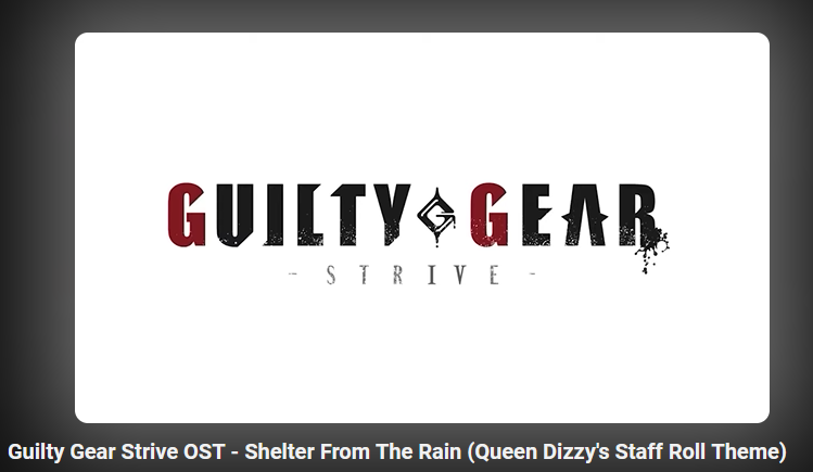 KyKiosk's tweet photo. Not seeing much of anyone talk about the third new track added to Strive that plays after Dizzy's arcade route in the credits. It's called "Shelter From The Rain" and it's a great song. Prolly one of my favorites in Strive so far. Give it a listen, it deserves a good listen ngl https://t.co/094R1aXvkD