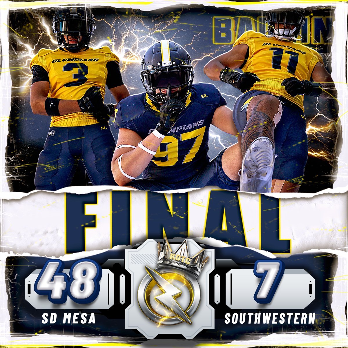 SDmesafootball's tweet image. Final from Mt. Olympus... Olympians with a dominant WIN over cross-town Rivals - Southwestern. #KingsoftheCounty #BALLIN #NextLevelProgram @BallCoachGW @scfafootball @PrezHands @JuCoFootballACE @EC_Preps_SD @Daygofootball @CoachChevSD @PeoplsProfessor Player 📸's @Nicole2Noel
