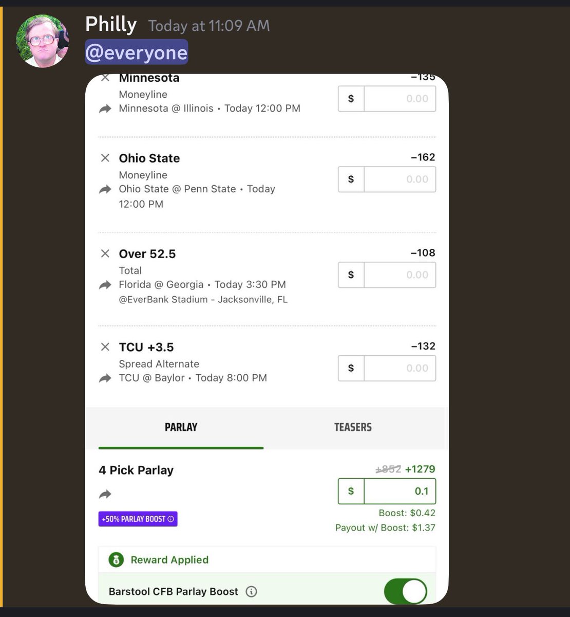 PhillyWagerz's tweet photo. A day was had for the cord🍀📈 #gamblingtwitter #fanduel #draftkings https://t.co/vluzM49F4e