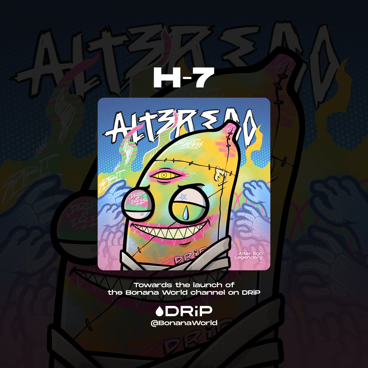 🚨🚨🚨
H-7 to the launch of BonanaWorld channel on
<a href="/drip_haus/">DRiP 💧</a> on November 10, 2024. Bonana is here to fulfill your potassium needs.  

- there will be 3 drops on launch day containing Common, Rare, and Legendary. I have prepared 6 Legendary receiver slots for some of my beloved