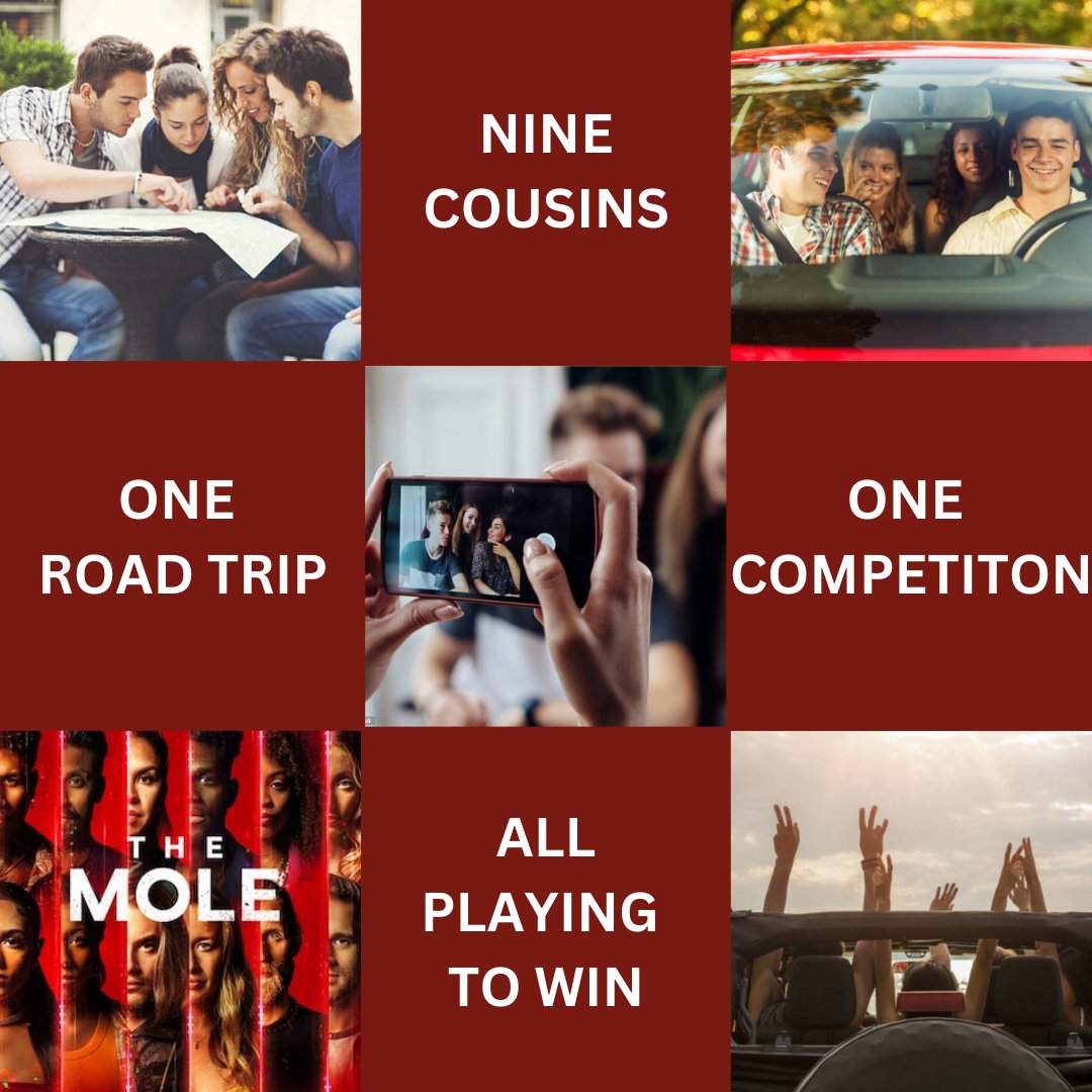 🧑‍🤝‍🧑 Nine cousins
🧳 Eight states
🚗 One road trip

They'd rather be anywhere else, but with a prize pot on the line, these cousins must work together to complete challenges -- too bad one of their own is secretly working against them. #W #YA #QuestPit #questpit