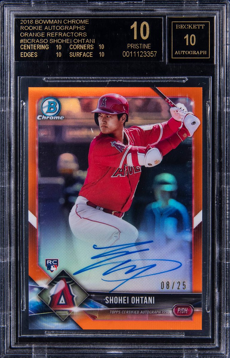 Goldin (@goldinco) on Twitter photo ๐จ BREAKING: NEW RECORD FOR ANY SHOHEI OHTANI CARD! ๐จ
Final Sale Price on this 2018 Bowman Chrome Rookie Autographs Orange Refractors Shohei Ohtani Signed Rookie Card (#08/25): $533,140
Email us at Sell@Goldin.com to Consign your Shohei Collectibles! โพ๏ธ๐ ๐จ BREAKING: NEW RECORD FOR ANY SHOHEI OHTANI CARD! ๐จ
Final Sale Price on this 2018 Bowman Chrome Rookie Autographs Orange Refractors Shohei Ohtani Signed Rookie Card (#08/25): $533,140
Email us at Sell@Goldin.com to Consign your Shohei Collectibles! โพ๏ธ๐