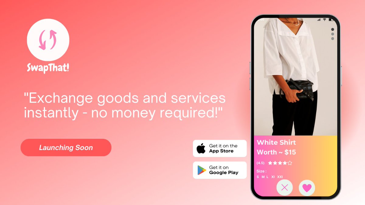 SwapThatApp's tweet photo. ๐ฌ Why buy when you can swap? With SwapThat, trade what you donโt need for what you doโno cash involved! From gadgets to skills, start exchanging instantly and join a community where value goes beyond money.๐๐ก#SwapThat #SustainableLiving #tech #app #startup #venture #mobileapps https://t.co/bpUmu2wQyh