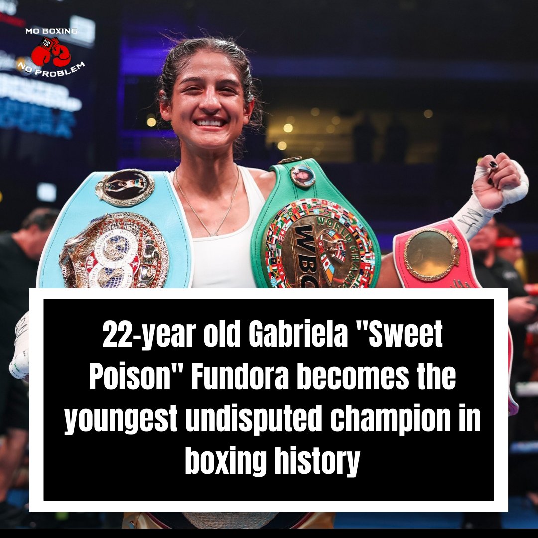 Gabriela Fundora makes history and becomes the youngest undisputed champion, male or female, in boxing history 🏆🥊
<a href="/GabrielaFundor3/">Gabriela Fundora</a>