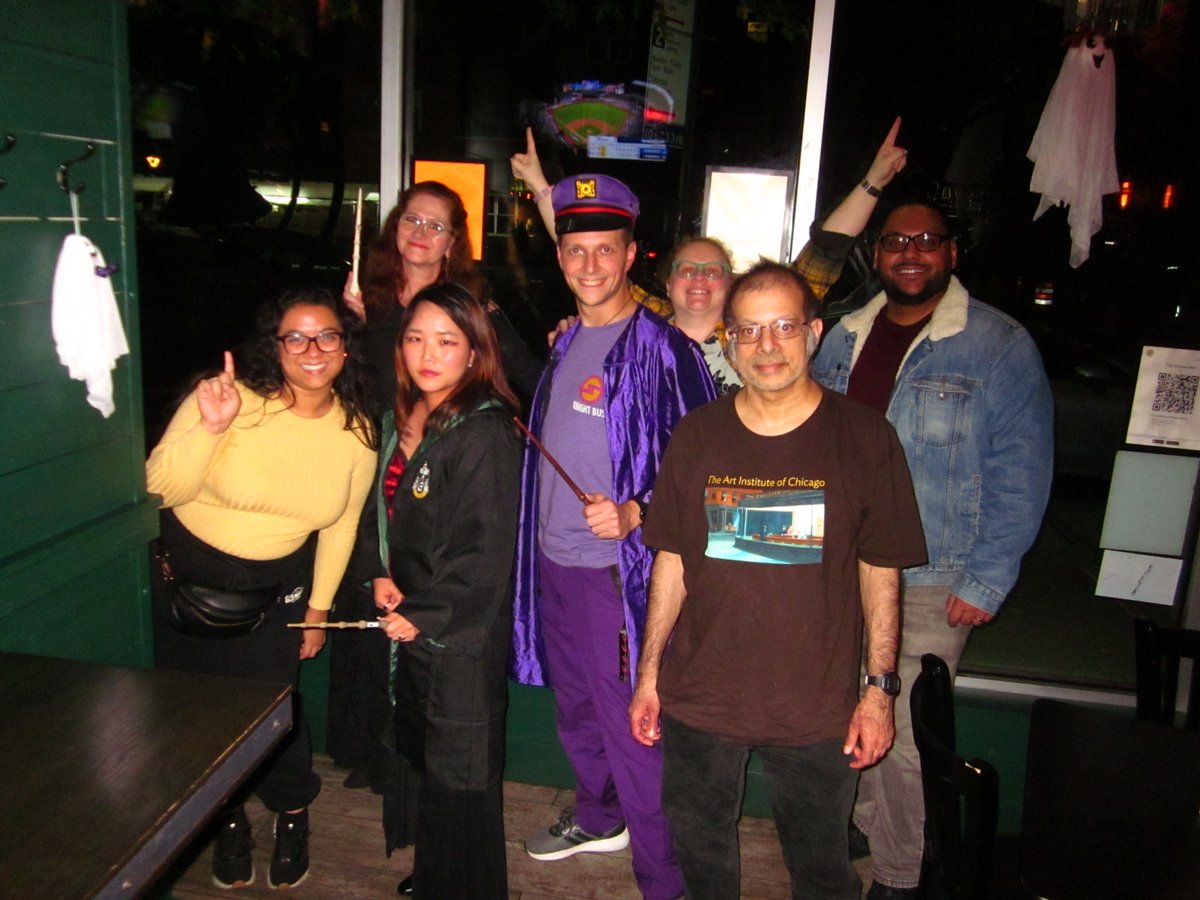 The winning team at HP Trivia last week!  Our meetup is undefeated at #HarryPotterTrivia 😎