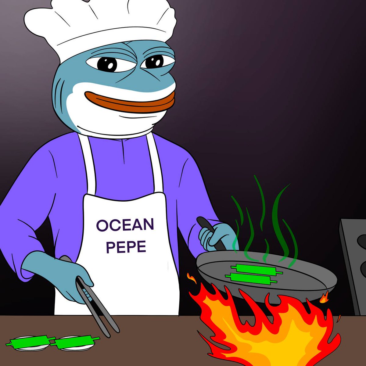 OceanPepe's tweet photo. Serving gains fresh off the skillet, who knew profits could be this delicious?
#devcooking #oceanpepe #gains https://t.co/drMGboDKk8