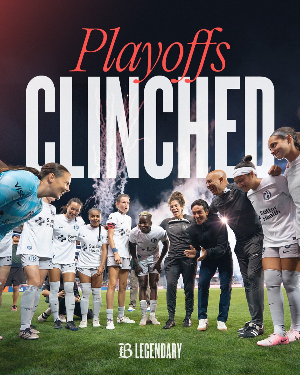 Bay Football Club (@wearebayfc) on Twitter photo WE’RE GOING TO THE PLAYOFFS!!!!!!!!!!!
Only the second <a href="/NWSL/">National Women’s Soccer League</a> franchise to achieve this feat in their inaugural season.
#BayFC #BLegendary #NWSLPlayoffs WE’RE GOING TO THE PLAYOFFS!!!!!!!!!!!
Only the second <a href="/NWSL/">National Women’s Soccer League</a> franchise to achieve this feat in their inaugural season.
#BayFC #BLegendary #NWSLPlayoffs