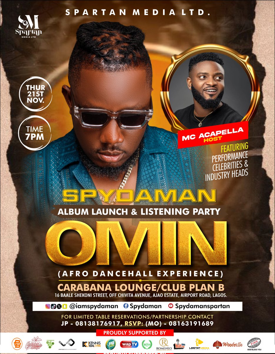 iamspydaman's tweet photo. YO! IT'S GOING TO BE AN AFRO DANCEHALL EXPERIENCE.. COME THROUGH , LET'S MAKE IT ROCK.... For limited table reservations or partnership , contact @johnpeacemedia +234 813 817 6917

#fypシ #OMIN #Ade #trendingreels #newalbum #afrobeat #venom #positivevibes #energy #afrofusion https://t.co/OiSAqzIyBS