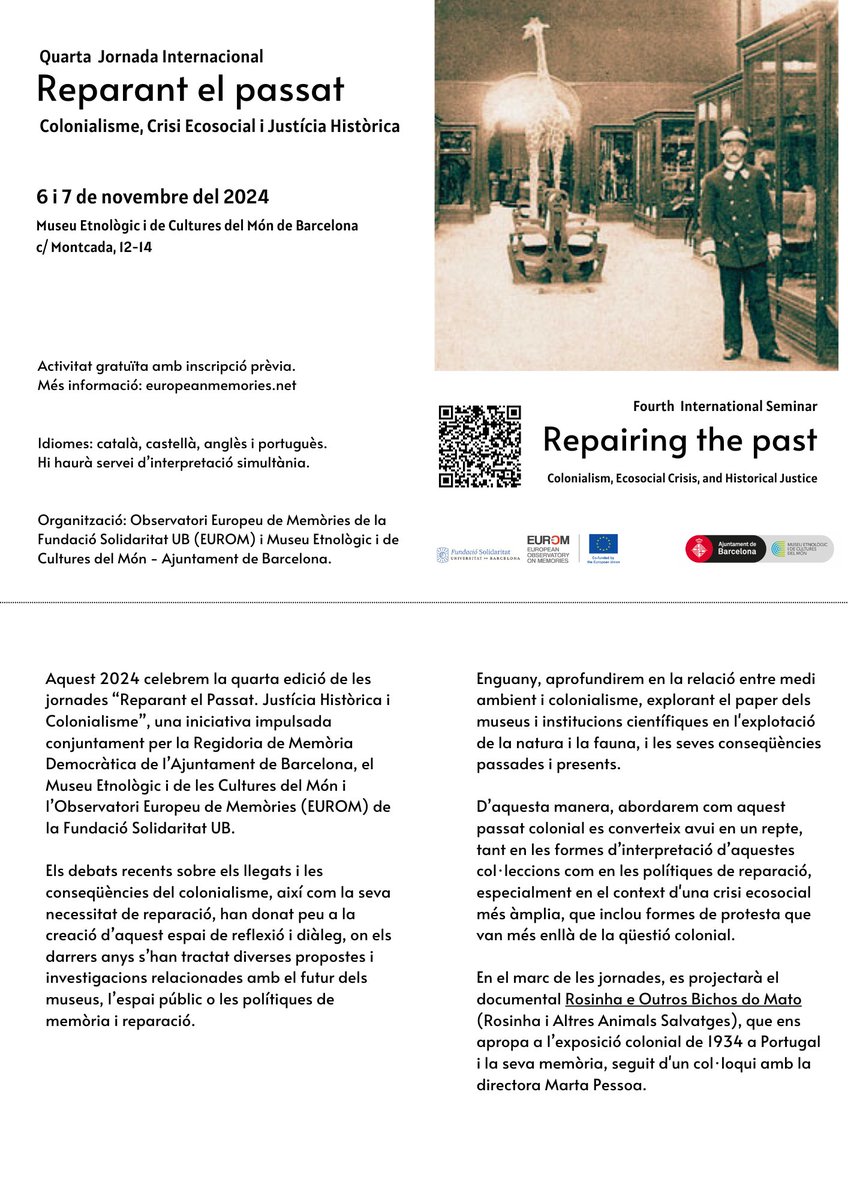 conesaricard's tweet photo. A l'@euromemories no parem, aquest dimecres i dijous per la tarda, al @MUEC_BCN, organitzem les 4es jornades "Reparant el passat". Apunteu-vos-hi i veniu!👇 https://t.co/wHFWUj6KN5