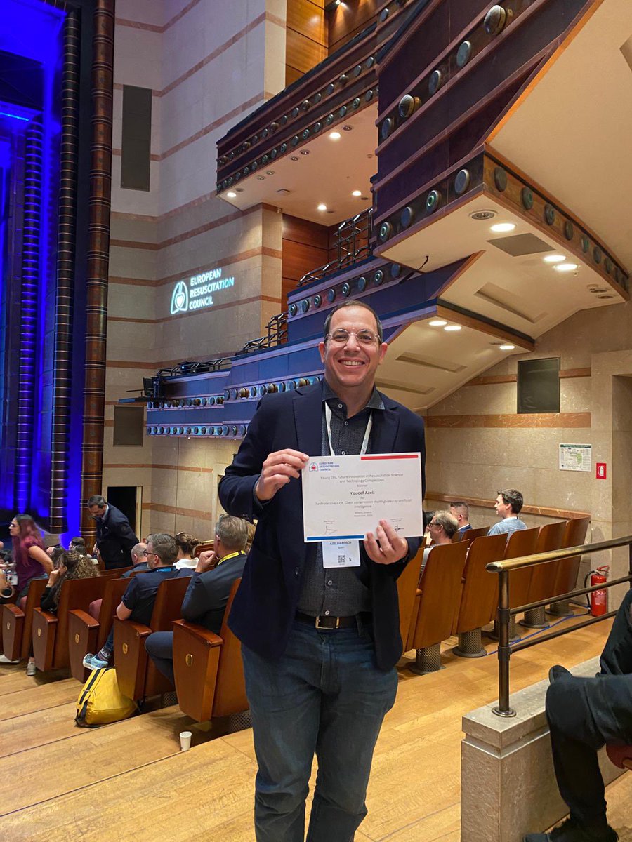 YoucefAzeli's tweet photo. Honored for receiving the innovation award in  #ERC24 Congress 

👉The CPR protective based on AI to assist Mechanical Chest Compressions Devices 

Thanks @ffsemeraro  @YoungERC @ERC_resus @ccr_cat 

@semgencat @IISPereVirgili @universitatURV @la_UPC https://t.co/dhoukvmFEZ