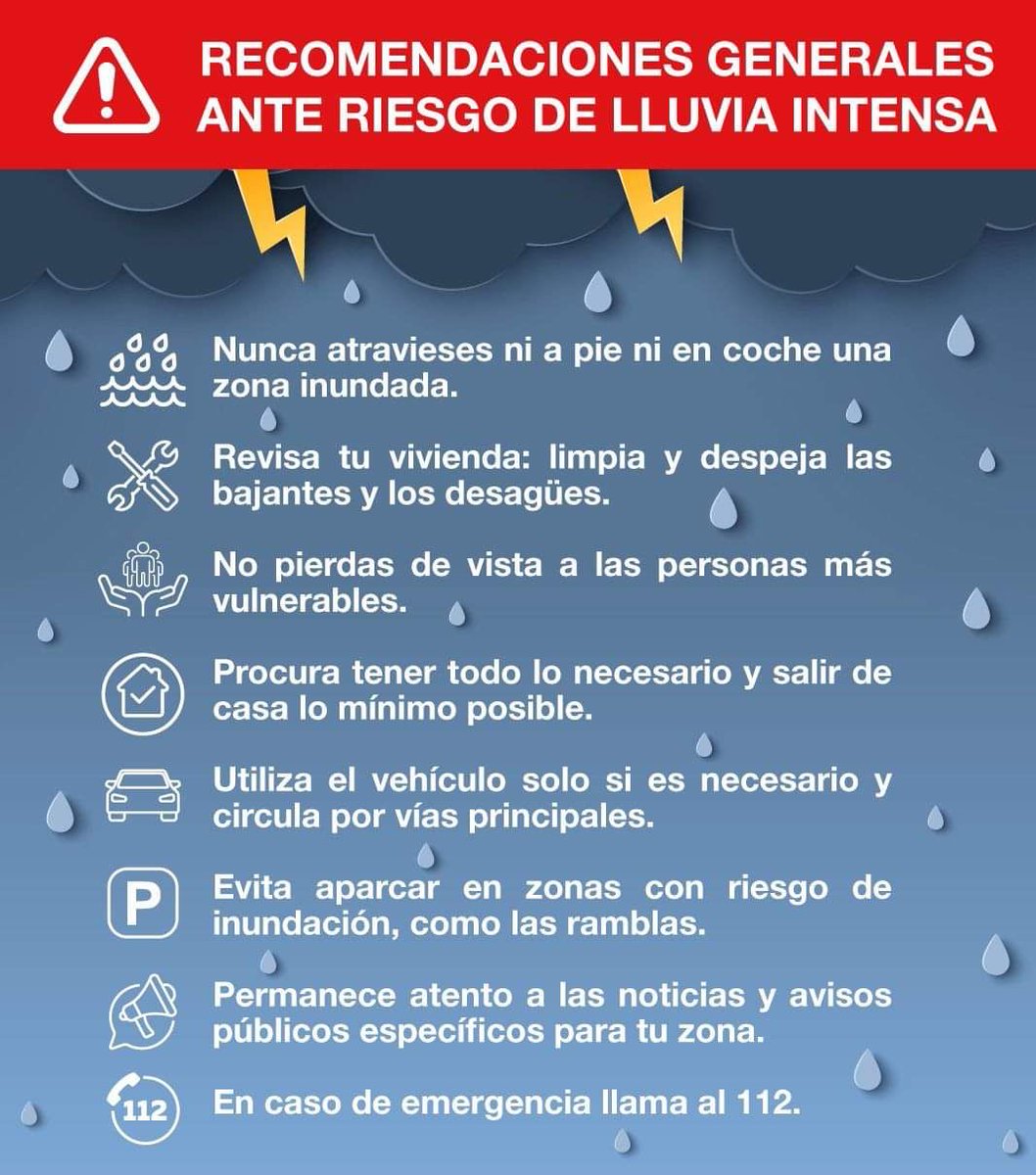 ⚠️ ATENCIÓN | La <a href="/AEMET_Esp/">AEMET</a> ha activado el aviso rojo por lluvias torrenciales en la provincia de Almería.

La Agencia Estatal de Meteorología habla de peligro extremo por posibles desbordamientos de cauces e inundaciones en algunos puntos de nuestro territorio.

Desde la UD