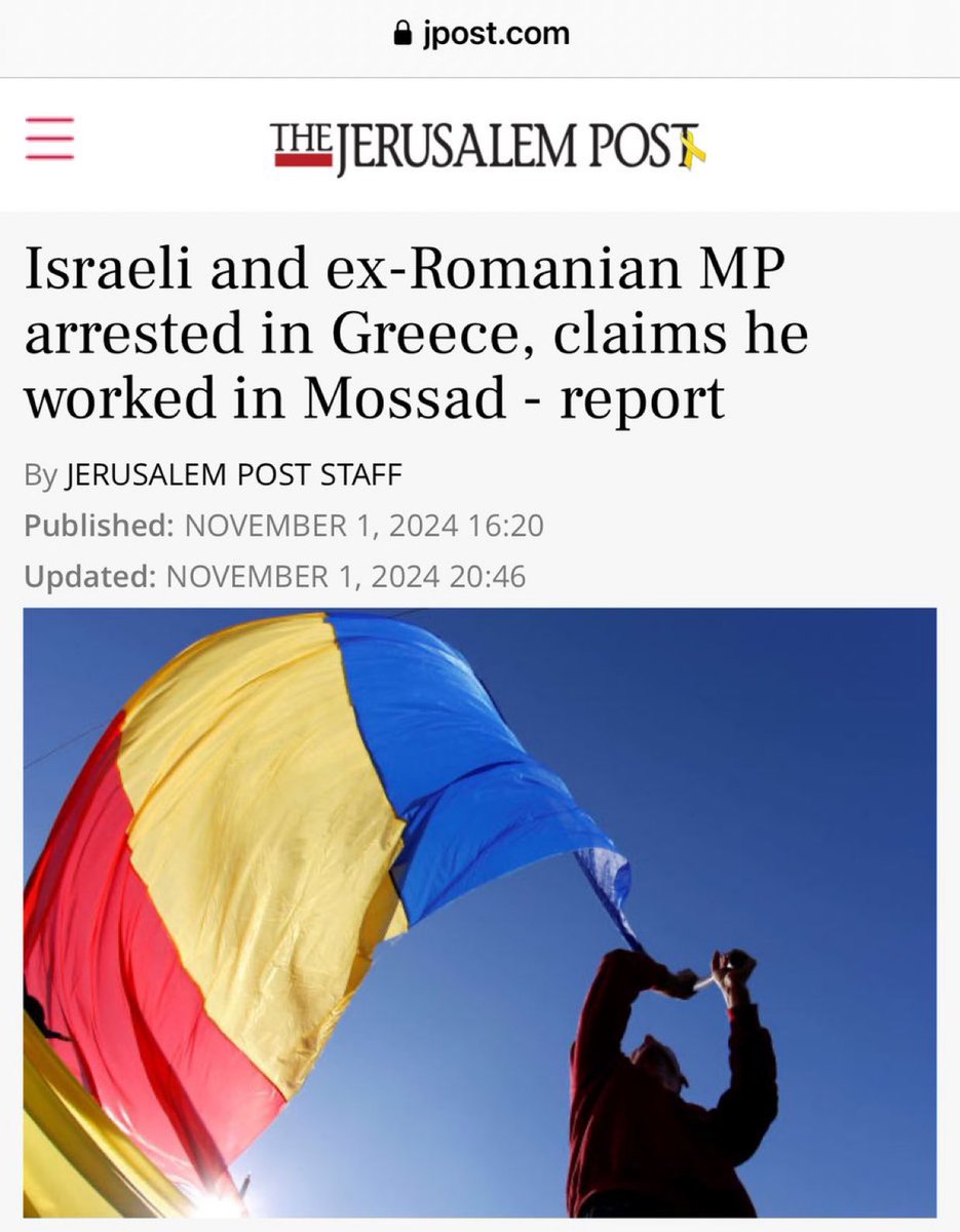 PBlanrue's tweet photo. Un espion du Mossad vient d'être arrêté en Grèce. Le citoyen israélien Nati Meir, qui était membre du Parlement roumain (lol), a été arrêté sur l'île de Rhodes.  
La Grèce a la preuve qu’il est un ancien agent du Mossad et qu’il espionne activement les hommes politiques grecs.  
Cet épisode survient quelques jours après que l'implication du Mossad dans un scandale d'espionnage visant le Premier ministre italien Meloni a été révélée.