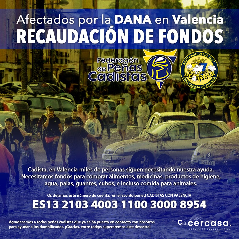 El cadismo con #danavalencia, la <a href="/fpcadistas/">Federación de Peñas Cadistas</a> en coordinación con @cadistas_de_traca recaudara fondos para ayudar a los damnificados de la comunidad valenciana, envía tu ayuda. #unidosparaseguircreciendo