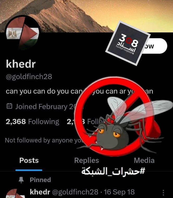 MAnd06756085's tweet photo. احذر: فريق البحث والتحري في حملة @Isnad308 يوصي بحظر الحساب والتبليغ عنه - الحساب من #حشرات_الشبكة (طبقة2 - مدعوم من لجان الشبكة) @goldfinch28
•حساب زائف مدعوم تابع لجهاز أمني مصري يروج لخطاب مضاد للمقاومة يهدف لتفكيك حاضنتها.
•يعتمد على لجان شبكية ممنهجة لدعم محتواه. https://t.co/V9R79wh4Hu