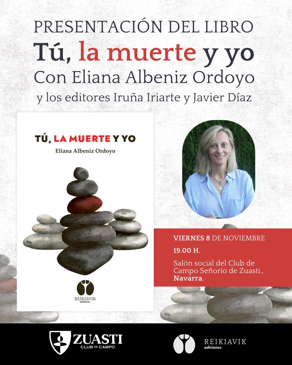 ¡Presentamos nuevo libro! Tú, la muerte y yo. Una experiencia personal de duelo y esperanza escrita desde el corazón por Eliana Albeniz.

Te esperamos el viernes 8 de noviembre en el club de campo de Zuasti a las 19h. Junto a la escritora y los editores. 

Entrada gratuita.