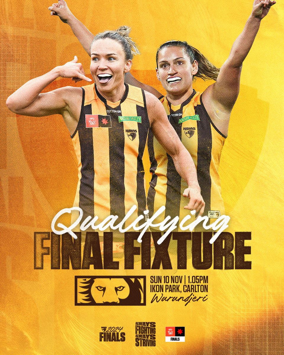 Let's pack out Ikon Park on Sunday Hawks fam - we've got a home final to play!! 🤩🔥

Tickets on sale on Monday from 12pm 🎟️