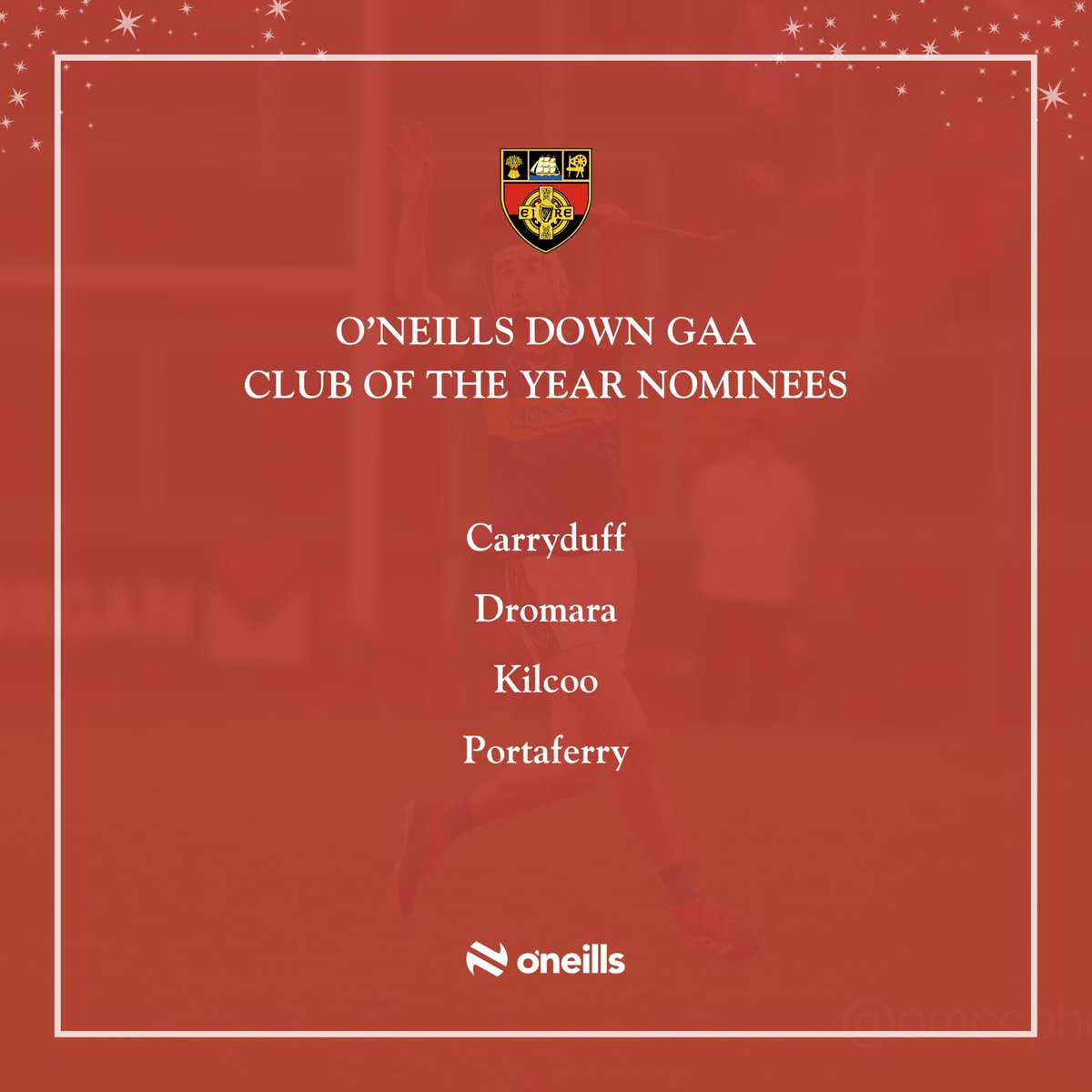 ✨ The <a href="/ONeills1918/">O'Neills</a> Down GAA Club of the Year Nominees for 2024.

<a href="/CarryduffCLG/">Carryduff GAC</a> <a href="/DromaraGAC/">Dromara GAC</a> <a href="/KilcooGAC/">Kilcoo GAC</a> <a href="/portaferrygac/">Portaferry GAC</a>