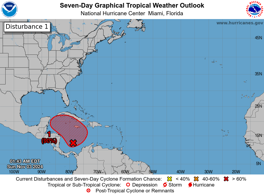 LimWeather's tweet photo. D153 ATL #HurricaneSeason2024 1am EST
#Invest97L,#CaribbeanSea:80% chance to become TC in 2 days,90% in 7
ALL interests in #Cuba,#Jamaica,#CaymanIslands,#Yucatan,#mexico,#Florida,#Belize to watch closely
#Rafael #Al97 #97L #Wxx #Wxtwitter #Tropicswx #HurricaneSeason #PTC18 #Flwx https://t.co/vBVbVnnMFw