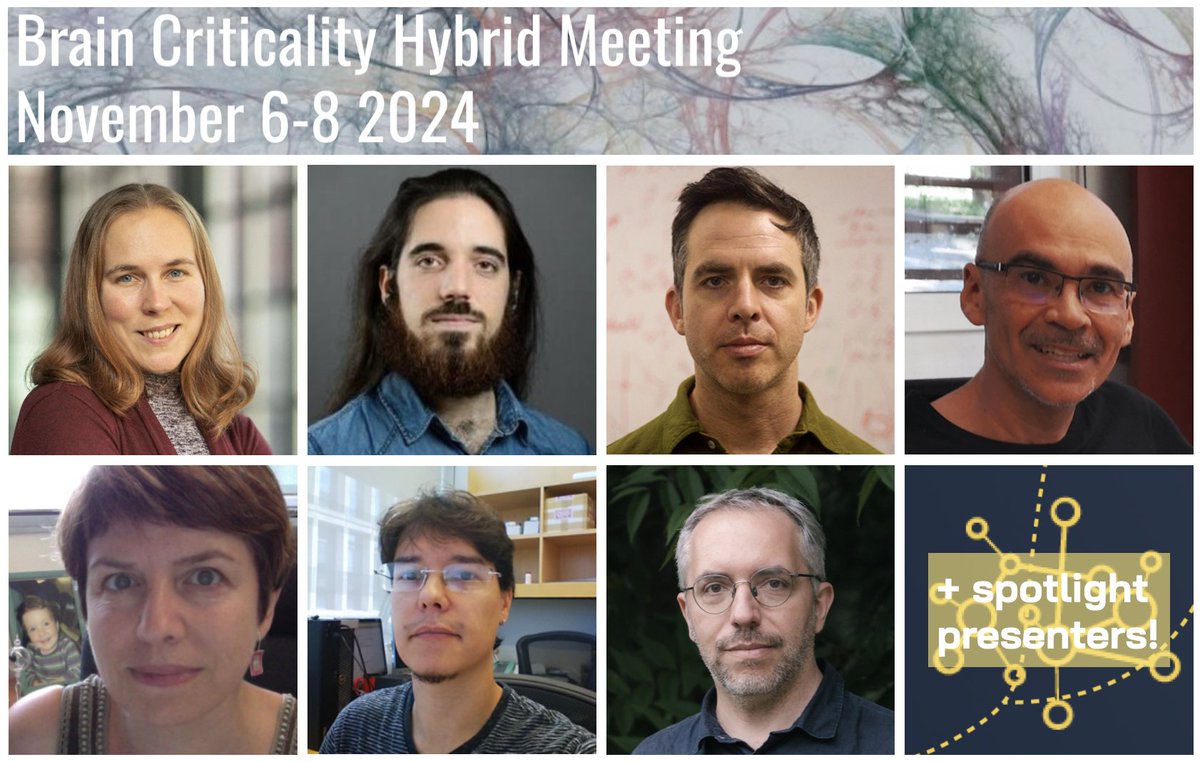 Brain Criticality (@brain_crit) on Twitter photo Just 3 days to BrainCrit2024! Zoom registration still open braincriticality.org. Day I: Pedro Mediano <a href="/imperialcollege/">Imperial College London</a>, Miguel Muñoz <a href="/CanalUGR/">Universidad Granada</a>, Jason McLean <a href="/UChicago/">The University of Chicago</a>, Demian Battaglia <a href="/FunSyCNRS/">FunSy</a>, Audrey Sederberg <a href="/GeorgiaTech/">Georgia Tech</a>, Tiago Ribeiro <a href="/NIH/">NIH</a>, Carmen Miguel <a href="/UniBarcelona/">Universitat de Barcelona</a> Just 3 days to BrainCrit2024! Zoom registration still open braincriticality.org. Day I: Pedro Mediano <a href="/imperialcollege/">Imperial College London</a>, Miguel Muñoz <a href="/CanalUGR/">Universidad Granada</a>, Jason McLean <a href="/UChicago/">The University of Chicago</a>, Demian Battaglia <a href="/FunSyCNRS/">FunSy</a>, Audrey Sederberg <a href="/GeorgiaTech/">Georgia Tech</a>, Tiago Ribeiro <a href="/NIH/">NIH</a>, Carmen Miguel <a href="/UniBarcelona/">Universitat de Barcelona</a>