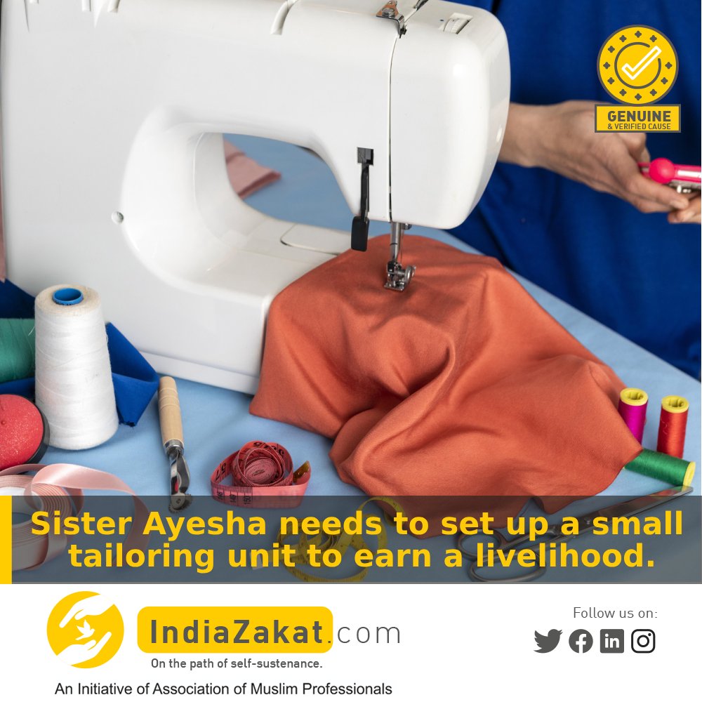 TheIndiaZakat's tweet photo. A sister from Aurangabad, age 30, is skilled in tailoring and hopes to open a small shop to support her family, who are struggling with basic expenses. Your support can help her build a stable income and secure her family’s future.

Donate today at https://t.co/ITmSjer5M0 https://t.co/zATCw6x13w