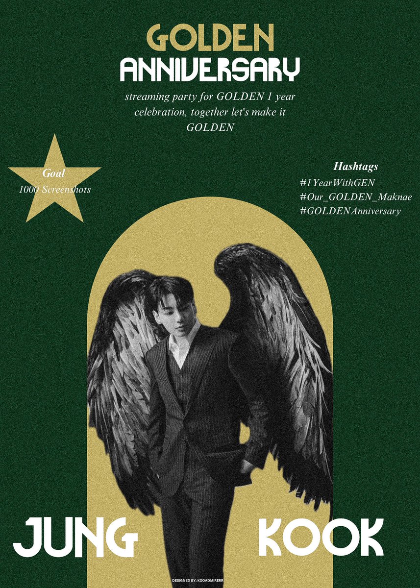 🌟 GOLDEN IS BACK 🌟

ARMY 🔥 
Let’s dive in the celebration of Jungkook debut album 1st anniversary. We should make this moment remarkable, telling the world GOLDED’s impact 💛

Pls — goldenanniversary.carrd.co

🥅1k ss

#1YearWithGOLDEN
#Our_GOLDEN_Maknae
#GOLDENAnniversary